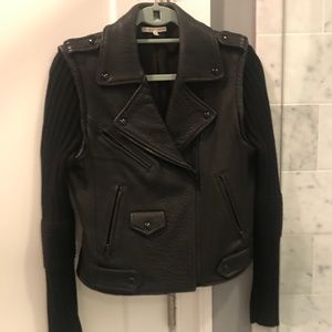 Rebecca Minkoff Leather Jacket With Wool Sleeves